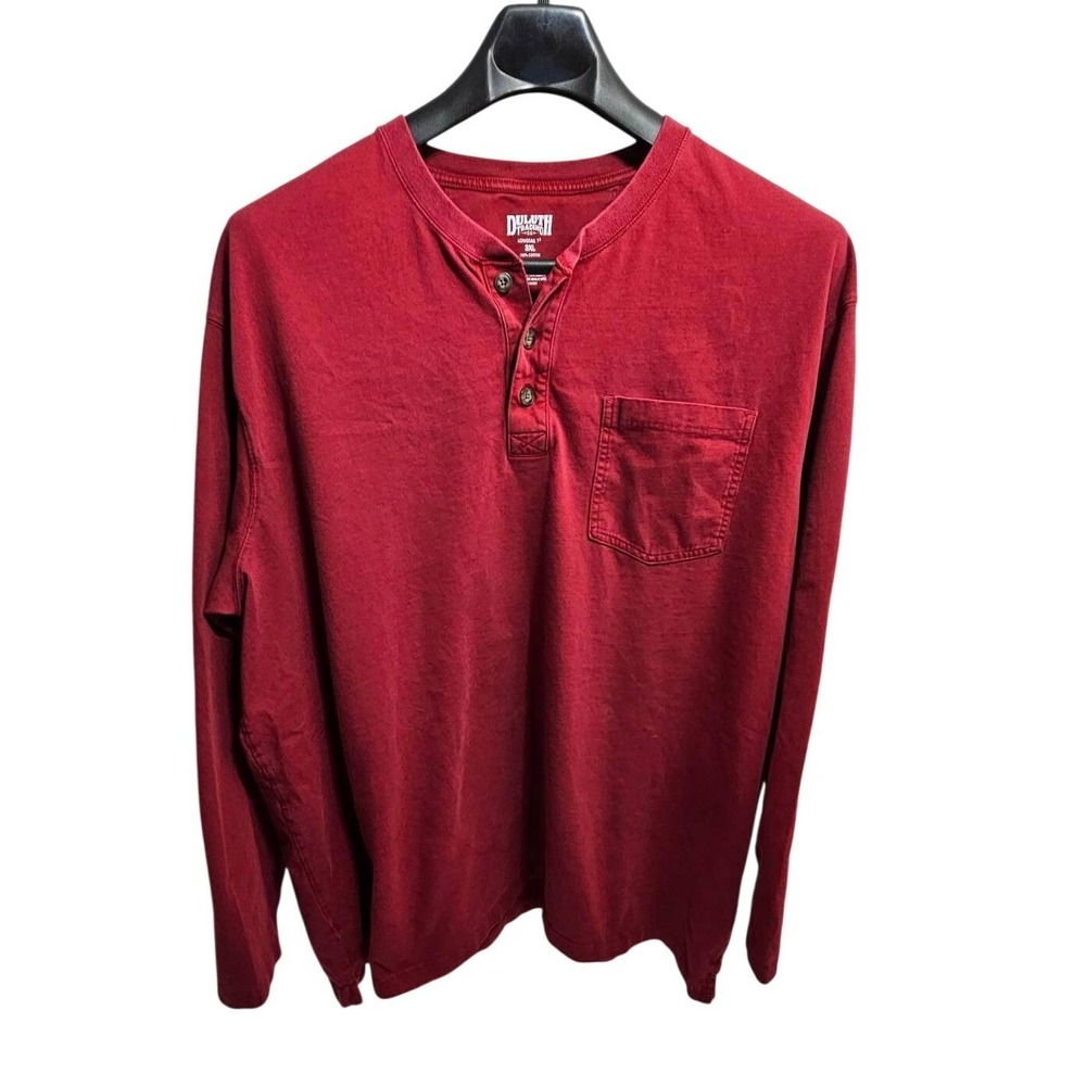 Duluth Trading Co Longtail T Long‎ Sleeve Henley Shirt Red 3XL Cotton